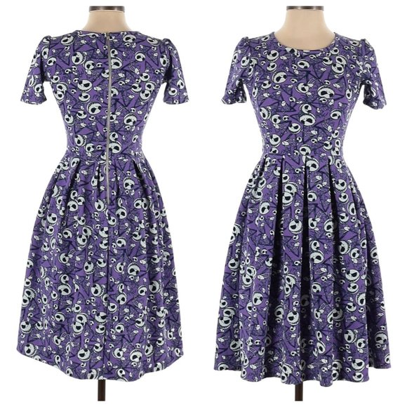 LuLaRoe Dresses & Skirts - LuLa Roe Amelia Dress Purple & White Disney Jack Skellington NWT Sz XS